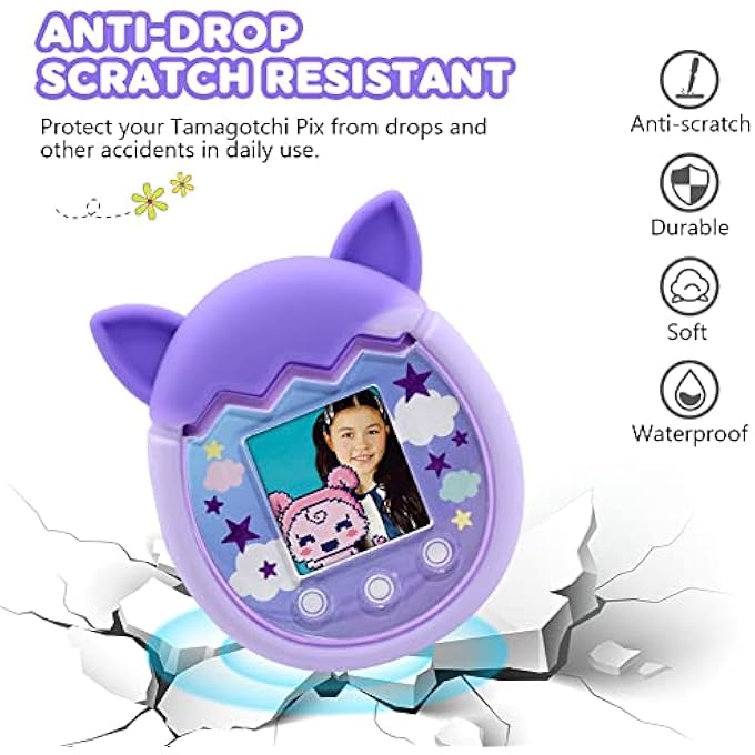 rayihni SILICONE CASE FOR TAMAGOTCHI PIX VIRTUAL PET GAME MACHINE, FOR TAMAGOTCHI CASE, PROTECTIVE COVER FOR TAMAGOTCHI PIX SLEEVE PROTECTOR SKIN WITH HAND STRAP (PURPLE) - Image 5